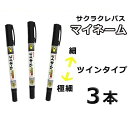 サクラ マイネーム 3本 名前 油性ペン サクラクレパス 学校用品 ツイン 細 極細 黒 マーカー ポスト投函