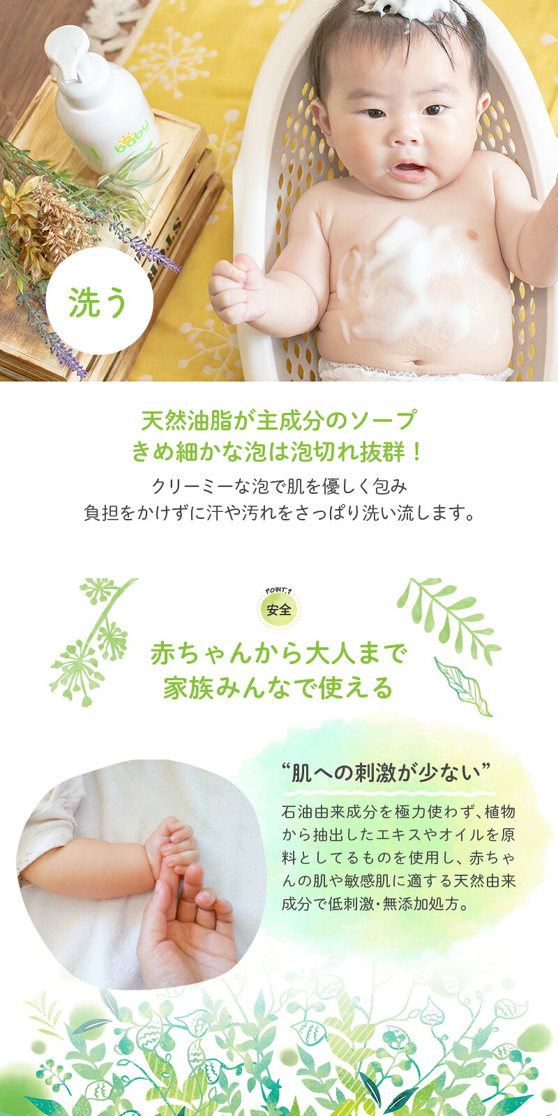 UQベビー 全身泡ソープ 泡タイプ 詰替え 300ml ×2 無添加 日本製 敏感肌 乾燥肌 お...