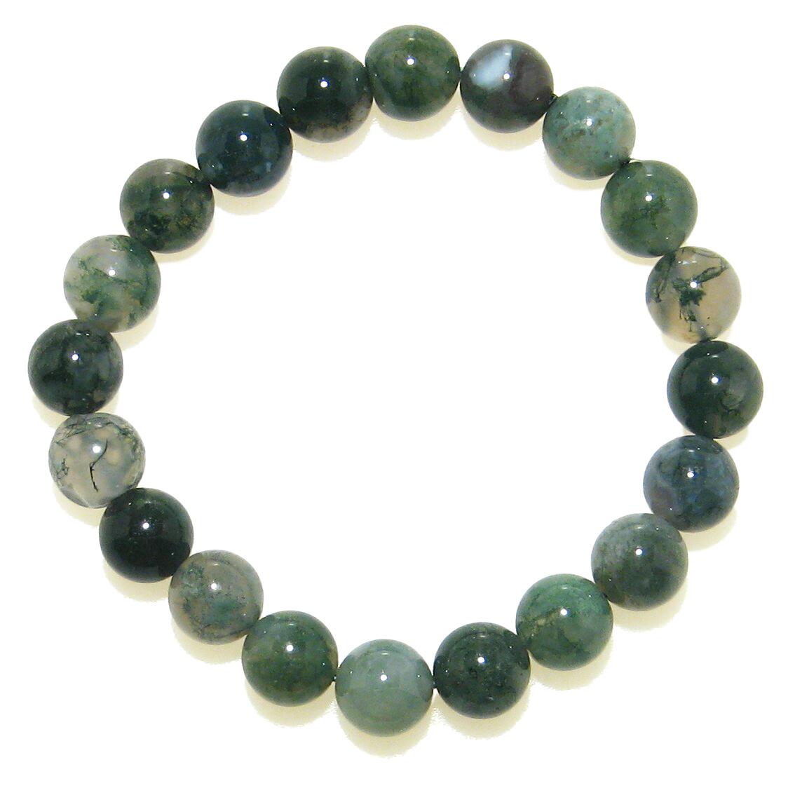 大地の恵み モスアゲート(苔瑪瑙)10mm ブレスレット【15cm 16.5cm 18cm 20cm】【1月 誕生石】【苔瑪瑙】【モスアゲート】【天然石 パワー...