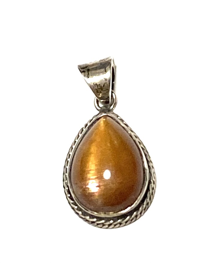 キャラメルカラーのサンストーンドロップ型　SV925ペンダントトップ　天然石 パワーストーン レディー..