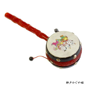 【小】可愛いキッズの玩具のでんでん太鼓 子供用 ドラム音楽 ドラゴン印刷 赤ちゃんおもちゃ