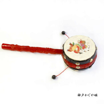 【小】可愛いキッズの玩具のでんでん太鼓 子供用 ドラム音楽 ドラゴン印刷 赤ちゃんおもちゃ