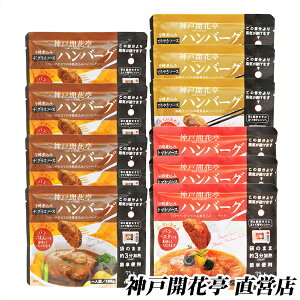 【送料無料】神戸開花亭煮込みハンバーグ3種 10個自宅用 1人前190g《北海道・北東北・沖縄は追加送料あり/のし掛け・ギフト包装不可》【食品 まとめ買い おかず ハンバーグ デミグラス てりやき トマト】