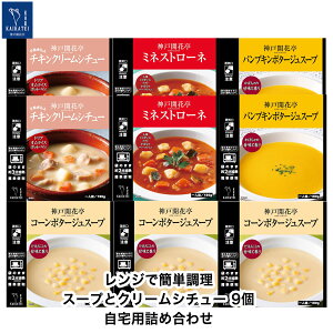 レトルト 詰め合わせ セット レトルト スープとクリームシチュー9個 自宅用 セット《送料無料 北海道・北東北・沖縄除く/のし掛け・ギフト包装不可》【神戸開花亭 公式 高級 総菜 レンジ 温めるだけ 常温保存 福袋】