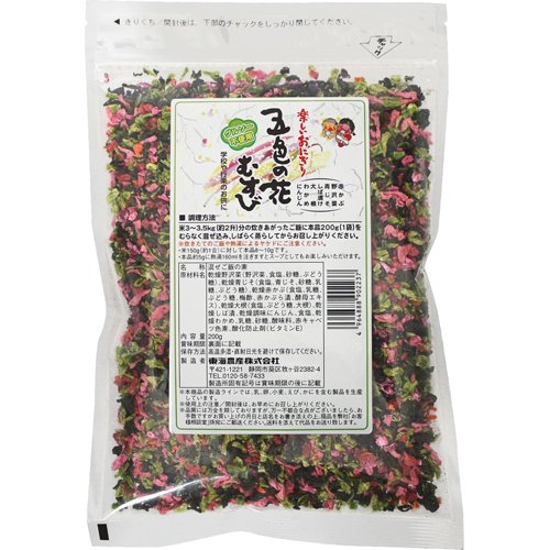 ■製品特徴赤かぶ・野沢菜・青じそ・しば漬け・大根・わかめ・にんじんの彩り綺麗な混ぜご飯の素。おむすびの他、ちらし寿司やお粥、パスタにも。化学調味料不使用。■お召し上がり方お米3kg(約2升)分の炊きあがったご飯に、本品200gを むらなく混ぜ込みます。※量は、お好みにより加減してください。1. 炊きあがったご飯に、ふり入れ、よく混ぜます。2. フタを閉め10分から15分ほど蒸らします。　　※保温したご飯の場合は、15分以上おいて、具が戻ったのを確認します。3. できあがり。※具の戻りが不十分ですと固い食感になりますのでご注意ください。■原材料乾燥野沢菜（野沢菜、食塩、砂糖、ぶどう糖）、乾燥青じそ（食塩、青じそ、砂糖、乳糖、ぶどう糖）、乾燥赤かぶ（食塩、乳糖、ぶどう糖、梅酢、赤かぶら漬、酵母エキス）、乾燥大根（食塩、ぶどう糖、大根）、乾燥しば漬、乾燥調味にんじん、食塩、乾燥わかめ、乳糖、砂糖、酸味料、赤キャベツ色素、酸化防止剤（ビタミンE）■ご注意※本商品の製造ラインでは、乳、卵、小麦、えび、かに、落花生を含む製品を生産しています。※使用上の注意/開封後はしっかりとチャックを閉め、なるべくお早めにお召し上がりください。■保存方法高温多湿・直射日光を避けて保存してください。【お問い合わせ先】こちらの商品につきましては、当店(ドラッグピュア）または下記へお願いします。株式会社 トーノー電話：(0120)01-4243広告文責：株式会社ドラッグピュア作成：201705SN神戸市北区鈴蘭台北町1丁目1-11-103TEL:0120-093-849製造販売：株式会社トーノー区分：食品・日本製 ■ 関連商品トーノーお取扱い商品トーノー混ぜごはんシリーズトーノー業務用シリーズ■トーノーの混ぜごはんは◆手軽においしいが、うれしい。炊きたてのご飯にさっくりと混ぜ込めば、素材の新鮮な香りがほんのりと漂って、 いつもよりもっとおいしいご飯がたちまち出来上がり。彩り美しく、目にもおいしい。お弁当やおにぎりに、チャーハンやお茶漬けに、アレンジもいろいろ。思わずお箸が進む、小さな贅沢です。