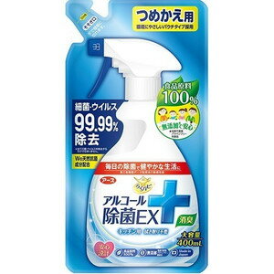 【本日楽天ポイント5倍相当】アース製薬株式会社らくハピ アルコール除菌EX つめかえ ( 400mL )＜食品原料100％、無添加で高い除菌効果＞【北海道・沖縄は別途送料必要】【CPT】