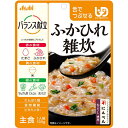 ■製品特徴 しょうがを利かせ、ちんげん菜、にんじん、まいたけとかき卵で仕上げました。 ◆原材料に含まれるアレルギー物質 本品に含まれるアレルギー物質(27品目) 小麦・卵・牛肉・さば・大豆・鶏肉・豚肉 ■使用方法 高温・直射日光をさけて保存してください。 ■ご注意 ・調理時や喫食時のやけどにご注意ください。 ・お湯の取り扱いにご注意ください。 ・食事介助の必要な方は、飲み込むまで様子を見守ってください。 ・かむ力、飲み込む力には個人差がありますので、必要に応じて医師・栄養士等の専門家にご相談ください。 ・開封後はなるべく早くお召し上がりください。 ■原材料名・栄養成分等 ◆名称：米飯類(雑炊) ◆原材料 精白米(国産)、鶏卵、野菜(チンゲンサイ、にんじん)、難消化性デキストリン、白だし(小麦・さば・大豆を含む)、牛コラーゲンペプチド、チキンエキス、植物油脂、まいたけの水煮、ポークエキス、香辛料、ふかひれ、オイスターソース、食塩、紹興酒、米酢/調味料(アミノ酸等)、増粘剤(キサンタン)、カラメル色素、V.B1 ◆栄養成分：1袋(100g)あたり エネルギー：79Kcal、たんぱく質：5.0g、脂質1.6g、炭水化物：15.0g、糖質：10.0g、食物繊維：5.0g、食塩相当量：0.8g、ビタミンB1：0.5mg 【お問い合わせ先】 こちらの商品につきましての質問や相談につきましては、当店（ドラッグピュア）または下記へお願いします。 アサヒグループ食品株式会社 お客様相談室 電話：0120-630557 受付時間10：00-17：00(土・日・祝日を除きます) 広告文責：株式会社ドラッグピュア 作成：201804SN 神戸市北区鈴蘭台北町1丁目1-11-103 TEL:0120-093-849 製造販売：アサヒグループ食品株式会社 区分：食品・日本製 ■ 関連商品 アサヒグループ食品　お取扱い商品 バランス献立　関連商品