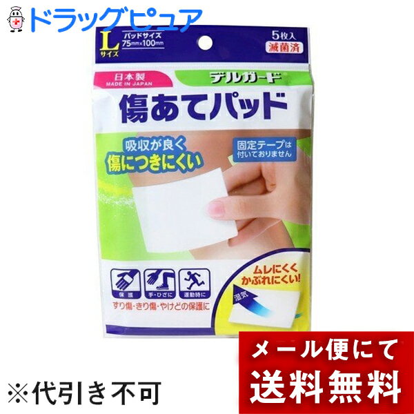 【本日楽天ポイント5倍相当】【メール便で送料無料 定形外発送の場合あり】阿蘇製薬株式会社 デルガード 傷あてパッド Lサイズ 5枚入【一般医療機器】＜すり傷・切り傷・火傷などに＞