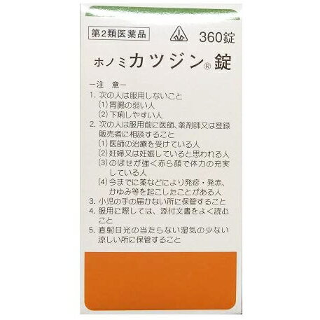 ◆ホノミカツジン錠は金匱要略という書物に書かれている八味地黄丸（腎気丸，八味腎気丸，崔氏八味丸）処方を基本にした漢方薬の錠剤です。◆効能・効果◆疲れやすくて、四肢が冷えやすく尿量減少または多尿で時に口渇がある次の諸症：下肢痛・腰痛・しびれ・老人のかすみ目痒み・むくみ・排尿困難・頻尿◆使用上の注意◆■してはいけないこと■（守らないと現在の症状が悪化したり，副作用が起こりやすくなる） 次の人は服用しないこと（1）胃腸の弱い人。（2）下痢しやすい人。 ▲相談すること▲ 1．次の人は服用前に医師又は薬剤師に相談すること（1）医師の治療を受けている人。（2）妊婦又は妊娠していると思われる人。（3）のぼせが強く赤ら顔で体力の充実している人。（4）今までに薬により発疹・発赤，かゆみ等を起こしたことがある人。2．次の場合は，直ちに服用を中止し，商品添付文書を持って医師又は薬剤師に相談すること（1）服用後，次の症状があらわれた場合［関係部位：症状］皮　ふ：発疹・発赤，かゆみ消化器：食欲不振，胃部不快感，腹痛その他：のぼせ，どうき（2）1ヵ月位服用しても症状がよくならない場合3．次の症状があらわれることがあるので，このような症状の継続又は増強が見られた場合には，服用を中止し，医師又は薬剤師に相談すること：下痢 ◆用法・用量◆つぎの量を食間にコップ半分以上のぬるま湯で服用して下さい。※食間とは食後2〜3時間を指します。大　　　　　　　人：一回6錠　一日3回7歳以上15歳未満：一回4錠　一日3回※7歳未満は服用しないこと※◆用法関連注意◆（1）用法・用量を厳守すること。（2）小児に服用させる場合には，保護者の指導監督のもとに服用させること。 ◆成分・分量◆（本剤18錠中）ケイヒ　0.5gサンシュユ　1.5gサンヤク　1.5gジオウ　2.5gタクシャ　1.5gブクリョウ　1.5gボタンピ　1.5g加工ブシ末　0.5g添加物としてカルメロースカルシウム・結晶セルロースステアリン酸マグネシウム・トウモロコシデンプン乳糖・メタケイ酸アルミン酸マグネシウムを含有する◆剤型◆錠剤◆保管及び取扱い上の注意◆（1）直射日光の当たらない湿気の少ない涼しい所に保管すること。（2）小児の手の届かない所に保管すること。（3）他の容器に入れ替えないこと。（誤用の原因になったり品質が変わる。）（4）分包品において1包を分割した残りを服用する場合には，袋の口を折り返して保管し，2日以内に服用すること。 ◆お問い合わせ先◆こちらの商品につきましては、当店（ドラッグピュア）または、下記へお願い申し上げます。剤盛堂薬品株式会社　学術部電話：073（472）3111（代表）受付時間：9：00〜17：00（土，日，祝日を除く）広告文責：株式会社ドラッグピュア神戸市北区鈴蘭台北町1丁目1-11-103TEL:0120-093-849区分：第2類医薬品文責：登録販売者　松田誠司■ 関連商品【原料へのこだわり】ドラッグピュアの栄養補助食品(旧・山之内製薬。研究・開発)サンウエルの栄養補助食品日水製薬＜十全大補湯シロップ製剤＞補全S【第2類医薬品】林原＜感光素製剤＞ルミンA-100γ【第3類医薬品】建林松鶴堂お取り扱い商品剤盛堂薬品・ホノミ漢方お取り扱い商品一元の漢方製剤お取り扱い商品林原＜感光素クリーム＞ピオクリーン【医薬部外品】内外薬品ダイアフラジン軟膏【第2類医薬品】＜売れ筋！＞内外薬品ダイアフラジンA軟膏【第3類医薬品】＜売れ筋！＞剤盛堂薬品赤色ワグラス軟膏【第3類医薬品】剤盛堂薬品黄色ワグラス軟膏S【第2類医薬品】