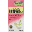 規則正しい便通は健康のバロメーターです。生活環境が変わったり、体に変調をきたすと便秘を起こすことがよくあります。また、便秘が続くとオナカが張ったり、頭が重くなったりするばかりでなく、肌があれたり、吹出物が出ることもあります。小太郎漢方の生薬便秘薬、便の排泄を高めるダイオウ、アロエ、センナに腸管の運動を整えるシャクヤク、キジツ、コウボクなどを配合した飲みやすいお薬です。る【効能・効果】便秘、便秘に伴う次の症状の緩和：肌あれ、吹出物、食欲不振(食欲減退)、腹部膨満、腸内異常醗酵、頭重、のぼせ、痔 【使用上の注意】●してはいけないこと(守らないと現在の症状が悪化したり、副作用が起こりやすくなります)1．本剤を服用している間は、次の医薬品を使用しないでください。他の瀉下薬(下剤)2．授乳中の方は本剤を服用しないか、本剤を服用する場合は授乳を避けてください。3．大量に服用しないでください。▲相談すること▲1．次の人は服用前に医師または薬剤師に相談してください。(1)医師の治療を受けている人(2)妊婦または妊娠していると思われる人(3)本人または家族がアレルギー体質の人(4)薬によりアレルギー症状を起こしたことがある人(5)次の症状のある人。　 はげしい腹痛、悪心・嘔吐2．次の場合は、直ちに服用を中止し、商品説明文書を持って医師または薬剤師に相談してください。(1)服用後、次の症状があらわれた場合関係部位：症状 皮ふ：発疹、発赤、かゆみ 消化器：はげしい腹痛、悪心、嘔吐 (2)1週間くらい服用しても症状がよくならない場合3．次のような症状があらわれることがありますので、このような症状の継続または増強が見られた場合には、服用を中止し、医師または薬剤師に相談してください。下痢【用法・用量】なるべく空腹時に服用してください。服用間隔は4時間以上おいてください。ただし初回は最小量を用い、便通の具合や状態をみながら増量または減量してください。年齢：1回量：1日服用回数 大人(15歳以上)：2-3錠：2回を限度 15歳未満7歳以上：1-2錠：2回を限度 7歳未満：服用しないでください 【用法・用量に関連する注意】小児に服用させる場合には、保護者の指導監督のもとに服用させてください。 【成分・含量】(本剤6錠中)ダイオウ末・・・0.300gコウボク末・・・0.075gカンゾウ末・・・0.150gシャクヤク末・・・0.200gアロエ末・・・0.100gガジュツ末・・・0.075gセンナ末・・・0.700gキジツ末・・・0.050g添加物として、含水二酸化ケイ素、クロスカルメロースナトリウム、結晶セルロース、ステアリン酸マグネシウム、アメ粉を含有しています。 【剤型】錠剤【保管及び取扱い上の注意】(1)直射日光の当たらない湿気の少ない涼しい所に保管してください。(2)小児の手の届かないところに保管してください。(3)他の容器に入れ替えないでください。(誤用の原因となったり品質が変わる場合があります。)(4)ぬれた手や湿気を帯びた手で取り扱わないでください。水分や錠剤の色や形が変わる原因になります。(5)ビンのフタのしめ方が不十分な場合、湿気等の影響で錠剤の品質が変わることがありますので、服用のつどフタをよくしめてください。(6)ビンの中の詰めものは、フタをあけた後はすててください。（詰めものは、輸送中に錠剤が破損することを防ぐためのものですので、再使用されると異物の混入や湿気により品質が変わる原因になることがあります）(7)使用期限の過ぎた製品は使用しないでください。(8)箱とビンの「開封年月日」記入欄に、ビンを開封した日付を記入してください。【お問い合わせ先】製品についてのお問い合わせは、当店（ドラッグピュア）、または下記にお願い申し上げます。小太郎漢方製薬株式会社 医薬事業部 お客様相談室大阪市北区中津2丁目5番23号TEL 06(6371)9106受付時間：9:00-17:30(土、日、祝日を除く)広告文責：株式会社ドラッグピュア 1111DP神戸市北区鈴蘭台北町1丁目1-11-103TEL:0120-093-849製造販売会社：小太郎漢方製薬株式会社区分：指定第2類医薬品・日本製文責：登録販売者　松田誠司■ 関連商品小太郎漢方製薬お取り扱い商品生薬便秘薬シリーズ