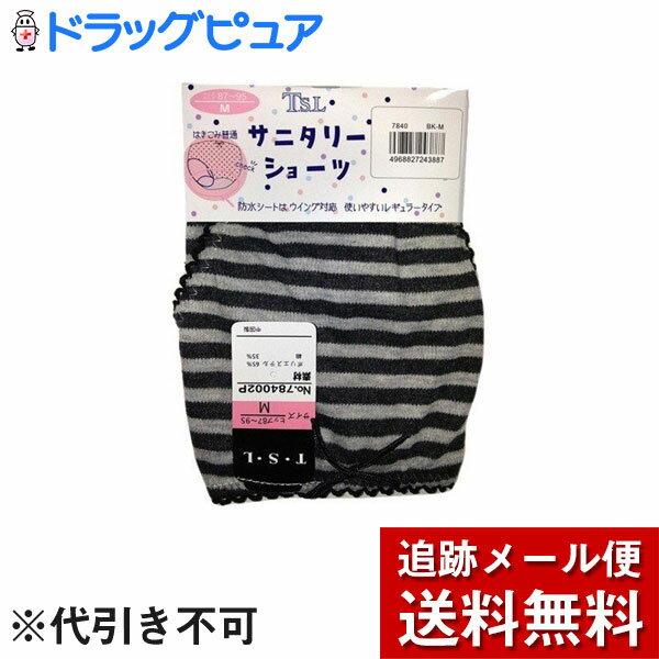 ウイング ショーツ 【本日楽天ポイント5倍相当】【メール便にて送料無料でお届け】三誠株式会社サニタリーショーツ　ブラック×グレー ボーダー　Mサイズ　1枚＜防水＞＜ウイング対応＞【RCP】