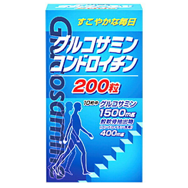 ■製品特徴本品は、エビ・カニ等の甲殻類に含まれるキチン質由来のグルコサミンに、コンドロイチンを含むサメ軟骨を配合。10粒でグルコサミン1500mgと、鮫軟骨抽出物400mgを摂取できる。活動的な毎日を過ごしたい方や、健康を心がけている方におすすめ。健康維持に是非。■内容量50g（250mg×200粒）■原材料デキストリン（国内製造）、乳糖、サメ軟骨抽出物／グルコサミン（エビ、カニ由来）、セルロース、ショ糖脂肪酸エステル、微粒二酸化ケイ素、シェラック■栄養成分表示10粒(2500mg)当たり：熱量 9.63kcal、タンパク質 0.63g、脂質 0.04g、炭水化物 1.69g、食塩相当量 0.01g、グルコサミン 1500mg、鮫軟骨抽出物（コンドロイチン含有） 400mg■使用方法1日10粒を目安に、水またはぬるま湯と共に。■注意事項・開封後はなるべくお早めに。・日光の当たる所や湿度の高い所で保存すると、変質や変色を起こす恐れあり。・体調に合わないと思う時は、量を減らすか、又は止める。・乳幼児の手の届かないところに保存する。・食生活は主食、主菜、副菜を基本に食事のバランスを取る。【お問い合わせ先】こちらの商品につきましての質問や相談は、当店(ドラッグピュア）または下記へお願いします。(株)ユーワ〒208-0023 東京都武蔵村山市伊奈平1-51-2電話：042-531-0200(受付時間：平日 9:00〜18:00）広告文責：株式会社ドラッグピュア作成：202008YK神戸市北区鈴蘭台北町1丁目1-11-103TEL:0120-093-849製造販売：(株)ユーワ区分：食品・日本製文責：登録販売者 松田誠司■ 関連商品サプリメント関連商品(株)ユーワお取り扱い商品