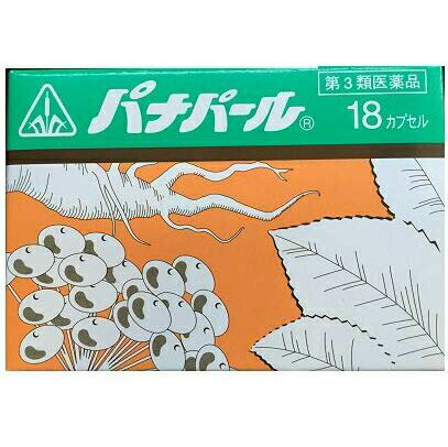 【効能・効果】次の場合の滋養強壮：虚弱体質、肉体疲労、病中病後、胃腸虚弱、食欲不振、【用法・用量】次の量食後に、コップ半分以上のぬるま湯にて服用して下さい。大人(15歳以上)　 3カプセル7〜15歳未満　　　2カプセルこれを1回量とし、1日3回を服用すること。【！用法・用量に関連する注意！】(1)用法・用量を厳守すること(2)小児に服用させる場合には、保護者の指導監督のもとに服用させること【剤型】カプセル剤・本剤は黄褐色(キャップ)と淡黄色(ボディ)の2色のカプセル剤で、その内容物は黄褐色で、特異なにおいを有し、味は苦い粉末です。【成分・分量】（本剤9カプセル(3g)中）オウギ　0.008g カンゾウ　0.041gケイヒ　0.069gジオウ 0.014gシャクヤク 0.014gセンキュウ 0.010gトウキ 0.014gニンジン 0.006gビャクジュツ 0.014gブクリョウ 0.014g動物胆 0.055g上記をエキスとして0.3ml(固形物として0.045g)ソウジュツ 0.003gブクリョウ…0.003gニンニク 0.107g上記をエキスとして0.054gサンヤク末 0.065gハンピ末 2.756g添加物として黄色三二酸化鉄・酸化チタン・三二酸化鉄ステアリン酸マグネシウム・ゼラチントウモロコシデンプン・バレイショデンプンラウリル硫酸ナトリウムを含有する。・本剤は天然の生薬を原料としていますので、多少色調はの異なることがありますが、効果に変わり有りません【！使用上の注意！】1，次の人は服用前に医師又は薬剤師に相談すること。(1)医師又の治療を受けている人(2)妊婦又は妊娠していると思われる人(3)胃腸が弱く下痢しやすい人(4)高齢者(5)今までに薬により発疹。発赤、かゆみ等を起こしたことがある人2，次の場合は直ちに服用を中止し、商品添付文書を持って医師又は薬剤師に相談すること。(1)服用後、次の症状があらわれた場合関係部位：症状皮 膚：発疹・発赤、かゆみ消化器：悪心・嘔吐、食欲不振、胃部不快感、腹痛3，長期連用する場合には、医師又は、薬剤師に相談すること4，次の症状があらわれることがあるので、このような症状の継続又は増強が見られた場合には、服用を中止し、医師又は薬剤師に相談すること下痢5，他の医薬品などを併用する場合には、含有成分の重複に注意する必要があるので、医師又は薬剤師に相談すること【！保管及び取り扱い上の注意！】(1)直射日光の当たらない湿気の少ない涼しい所に保管すること。(2)小児の手の届かない所に保管すること。(3)他の容器に入れ替えないこと。(誤用の原因になったり品質が変わる。)広告文責：株式会社ドラッグピュア神戸市北区鈴蘭台北町1丁目1-11-103TEL:0120-093-849製造販売者：剤盛堂薬品株式会社区分：第3類医薬品・日本製文責：登録販売者　松田誠司パナパールは虚弱体質、肉体疲労、病中病後、胃腸虚弱、食欲不振の苦情を改善し滋養強壮のために考え出された生薬製剤です。