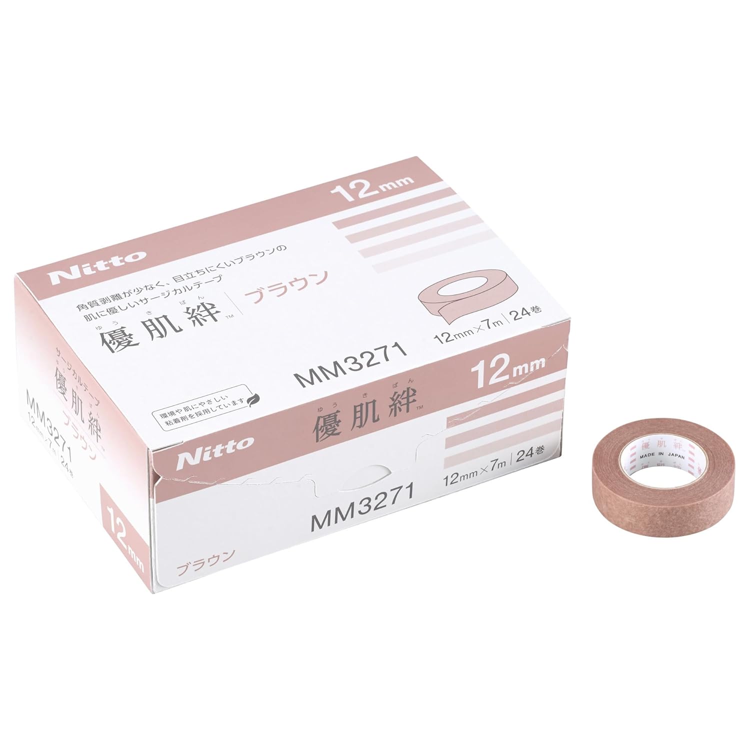 ■製品特徴 ●紫外線による皮膚障害（サンバーン）を引き起こすUV-Bをほとんどカットします。 ●貼り替えによる物理的な刺激を和らげ、かぶれ・かゆみを抑えます。 ●皮膚の角質層をほとんどはく離しません。 ＜角質保護システム＞ 剥離時の刺激を軽減して角質層を守る、優肌（R)ゲル粘着剤 優肌（R)ゲル粘着剤は、貼付・剥離による物理的な刺激（角質層の損傷）を抑えます。 従来の粘着剤が貼り替え時に角質層まで剥離し、痛みやかぶれの原因となるのに対し、優肌（R)ゲル粘着剤は、軟らかく皮膚の凹凸になじみやすく、優しく剥離することができます。 ■材質 テープ部／不織布、粘着剤／アクリル系ゲル粘着剤 ■用途 ガーゼ、各種チューブ・ドレーン等の固定 ■使用上の注意 本品は医療用以外には使用しないでください。 かゆみ・かぶれ・湿疹などの症状が現れたときには、速やかに使用を中止して下さい。 傷口には使用しないでください。 皮膚やテープを引っ張った状態や縮めた状態では使用しないでください。 テープを固定するときには、上からしっかりと押さえるようにしてください。 再使用しないでください。 ■保管方法 直射日光を避け、湿度の少ない涼しい場所で保存 【お問い合わせ先】 こちらの商品につきましては当店(ドラッグピュア)または下記へお願いします。 株式会社ニトムズ 電話：0570-05-2106 ※通話料はお客様のご負担となります。IP電話、国際電話など、つながらない場合は、03-6631-1691（通話料金有料）にお電話ください。 ※お問い合わせの際は、番号をよくお確かめの上おかけください。 営業時間 9:00-12:00／13:00-17:00 （土曜日、日曜日、祝祭日、ゴールデンウィーク、夏季休暇、年末年始等を除く） 広告文責：株式会社ドラッグピュア 作成：202306AY,202601SN 神戸市北区鈴蘭台北町1丁目1-11-103 TEL:0120-093-849 製造販売：株式会社ニトムズ 区分：衛生医療品 ■ 関連商品 ニトムズ　お取り扱い商品 優肌絆