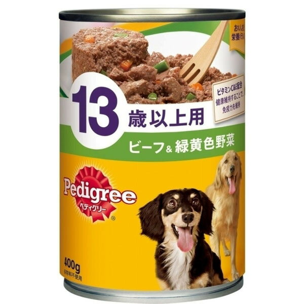 ■商品説明 ●13歳頃からの愛犬に必要な栄養がバランス良くとれる総合栄養食です。 ●愛犬の大好きなビーフをベースに、緑黄色野菜を加えました。 ●ビタミンC、Eを強化 ■原材料 肉類(チキン、ビーフ等)、野菜類(にんじん、鞘豆)、サンフラワーオイル、食物繊維、マリーゴールドミール、アルファルファミール、トマトパウダー、ビタミン類(B6、B12、C、D、E、コリン、パントテン酸、葉酸)、ミネラル類(Ca、K、Mn、Zn)、グリシン、増粘多糖類、pH調整剤、EDTA-Ca-Na、発色剤(亜硝酸Na) ■成分 粗たん白質：6.0％以上 粗脂肪：1.5％以上 粗繊維:1.5%以下 粗灰分:2.0%以下 水分:86.0%以下 【お問い合わせ先】 こちらの商品につきましての質問や相談は、 当店(ドラッグピュア）へお願いします。 マースジャパンリミテッド TEL：0800-800-5874 広告文責：株式会社ドラッグピュア 作成：201808TN 神戸市北区鈴蘭台北町1丁目1-11-103 TEL:0120-093-849 製造販売：マースジャパンリミテッド 区分：ペット用品 ■ 関連商品 マースジャパンリミテッド取扱い商品