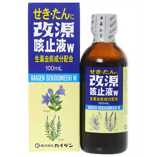 【商品説明】 ・ せきをしずめる成分に加え、たんを伴うせきによく効く生薬去痰成分のキキョウエキス、セネガ流エキス配合した風邪薬です。 ・ 服用しやすい液剤タイプ。 【効能・効果】 ・ せき・たん 【用法・用量】 ・ 次の1回量を1日3〜4回服用して下さい。ただし症状によっては、1日5〜6回まで服用してもよいが、この場合には約4時間の間隔をおいてください。 【1回量】 ・ 15才以上・・10ml ・ 12才以上15才未満・・6ml ・ 12才未満・・服用しないこと ★用法・用量に関連する注意 ・ 12歳未満の小児には、医師の診療を受けさせることを優先すること。 【成分】(60ml中) ・ ジヒドロコデインリン酸塩・・・30mg ・ dl-メチルエフェドリン塩酸塩・・・75mg ・ クロルフェニラミンマレイン酸塩・・・12mg ・ 無水カフェイン・・・150mg ・ キキョウ流エキス・・・2000mg ・ セネガ流エキス・・・1000mg ・ 添加物・・・クエン酸水和物、クエン酸Na水和物、白糖、高果糖液糖、パラベン、安息香酸Na、カラメル、エタノール、エチルバニリン、バニリン、香料 【剤型】　液剤 【使用上の注意】 ☆してはいけないこと (守らないと現在の症状が悪化したり、副作用・事故が起こりやすくなります) ・ 本剤を服用している間は、次のいずれの医薬品も使用しないでください 他の鎮咳去痰薬、かぜ薬、鎮静薬、抗ヒスタミン剤を含有する内服薬等(鼻炎用内服薬、乗物酔い薬、アレルギー用薬等) ・ 服用後、乗物又は機械類の運転操作をしないでください(眠気等があらわれることがあります。) ・ 授乳中の人は本剤を服用しないか、本剤を服用する場合は授乳を避けてください ・ 適量服用・長期連用しないでください ☆相談すること ・次の人は服用前に医師、薬剤師又は登録販売者に相談してください ・ 医師の治療を受けている人。 ・ 妊婦又は妊娠していると思われる人。 ・ 高齢者。 ・ 薬などによりアレルギー症状を起こしたことがある人。 ・ 次の症状のある人。 高熱、排尿困難 ・次の診断を受けた人。 ・ 心臓病、高血圧、糖尿病、緑内障、甲状腺機能障害、呼吸機能障害、閉塞性睡眠時無呼吸症候群、肥満症 ・服用後、次の症状があらわれた場合は副作用の可能性があるので、直ちに服用を中止し、この説明文書を持って医師、薬剤師又は登録販売者に相談してください [関係部位:症状] ・ 皮膚:発疹・発赤、かゆみ ・ 消化器:吐き気・嘔吐、食欲不振 ・ 精神神経系:めまい ・ 泌尿器:排尿困難 ・ まれに下記の重篤な症状が起こることがあります。その場合は直ちに医師の診療を受けてください。 [症状の名称:症状] ・ 再生不良性貧血:青あざ、鼻血、歯ぐきの出血、発熱、皮膚や粘膜が青白くみえる、疲労感、動悸、息切れ、気分が悪くなりくらっとする、血尿等があらわれる。 ・ 無顆粒球症:突然の高熱、さむけ、のどの痛み等があらわれる。 ・ 呼吸抑制:息切れ、息苦しさ等があらわれる。 ・服用後、次の症状があらわれることがあるので、このような症状の持続又は増強が見られた場合には、服用を中止し、この説明文書を持って医師、薬剤師又は登録販売者に相談してください ・ 便秘、口のかわき、眠気 ・5〜6回服用しても症状がよくならない場合は服用を中止し、この説明文書を持って医師、薬剤師又は登録販売者に相談してください 【保管及び取扱い上の注意】 ・ 直射日光の当たらない湿気の少ない涼しい所に保管してください。 ・ 小児の手の届かない所に保管してください。 ・ 他の容器に入れ替えないでください。(誤用の原因になったり品質が変わります。) ・ 外箱に表示の使用期限を過ぎた製品は服用しないでください。 【お問い合わせ先】 こちらの商品につきましての質問や相談につきましては、 当店（ドラッグピュア）または下記へお願いします。 カイゲンファーマ株式会社 大阪市中央区道修町二丁目5番14号 TEL:06-6202-8911 受付時間:9:00〜17:00まで （土日、祝日、夏期休暇、年末年始を除く） 広告文責：株式会社ドラッグピュア 作成：201901KT 神戸市北区鈴蘭台北町1丁目1-11-103 TEL:0120-093-849 製造・販売：カイゲンファーマ株式会社 区分：指定第2類医薬品・日本製 文責：登録販売者　松田誠司 使用期限：使用期限終了まで100日以上 ■ 関連商品 カイゲンファーマ株式会社　お取扱い商品 風邪 関連用品