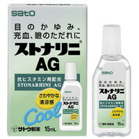 内容量：15ml【製品特徴】●花粉、ハウスダストなどによってひき起こされる目のかゆみや結膜充血に効果をあらわします。●早く効く抗ヒスタミン剤の塩酸ジフェンヒドラミンが「目のかゆみ」を抑え、グリチルリチン酸二カリウムがかゆみの原因と　なる炎症を抑えます。●コンドロイチン硫酸ナトリウムが、涙の粘度を高め、有効成分の効果を持続させます。●さわやかな清涼感があり、クールタイプの点眼薬です。●剤　型　・無色透明の点眼剤●効　能◆日常生活の中で私たちの目は、花粉・ハウスダスト・大気汚染などの影響を受けています。これらが原因で起こるアレルギー症状はさまざまですが、「目のかゆみ」が最も多く、つい、かいてしまうことによって結膜充血なども起こってきます。・目のかゆみ、結膜充血、眼瞼炎（まぶたのただれ）・目の疲れ、目のかすみ(目やにの多いときなど)・眼病予防(水泳のあと、ほこりや汗が目に入ったときなど)・紫外線その他の光線による眼炎(雪目など)・ハードコンタクトレンズを装着しているときの不快感●成分・含量(15mL中)・塩酸ジフェンヒドラミン・4．5mg・塩酸ナファゾリン・0．3mg・グリチルリチン酸二カリウム・18mg・L-アスパラギン酸マグネシウム・カリウム・300mg・コンドロイチン硫酸ナトリウム・7．5mg添加物としてdl-カンフル，l-メントール，塩化ベンザルコニウム，クロロブタノール，アルコール，ポリソルベート80，エデト酸ナトリウム，ホウ酸，pH調節剤を含有します。【成分・分量に関連する注意】本剤の点眼後、口中に甘味を感じることがありますが、これは本剤に含まれるグリチルリチン酸二カリウムが涙道を通って口中に伝わってくるためで、ご心配ありません。●用法・用量・1日3〜6回、1回1〜3滴点眼します。【用法・用量に関連する注意】（1）定められた用法・用量を厳守してください。（2）過度に使用しますと、異常なまぶしさを感じたり、かえって充血を招くことがあります。（3）小児に使用させる場合には、保護者の指導監督のもとに使用させてください。（4）容器の先をまぶた、まつ毛に触れさせないでください。また、混濁したものは使用しないでください。（5）ソフトコンタクトレンズを装着したまま使用しないでください。（6）点眼用にのみ使用してください。【使用上の注意】・次の人は、使用前に医師又は薬剤師に相談してください（1）医師の治療を受けている人。（2）本人又は家族がアレルギー体質の人。（3）薬によりアレルギー症状を起こしたことがある人。（4）次の症状のある人：はげしい目の痛み（5）次の診断を受けた人：緑内障【保管及び取扱上の注意】1.直射日光の当たらない湿気の少ない涼しい所に保管してください。2.小児の手の届かない所に保管してください。3.他の容器に入れ替えないでください。※誤用・誤飲の原因になったり品質が変わるおそれがあります。4.使用期限をすぎた製品は、使用しないでください。なお、使用期限内であっても、開封後は速やかにご使用ください。5.温度40℃以上となる所に置かないでください。車の中（ダッシュボード等）や暖房器具の近くなどに放置すると、容器が変形することがあります。■お問い合わせ先こちらの商品につきましての質問や相談につきましては、当店（ドラッグピュア）または下記へお願いします。佐藤製薬株式会社TEL：03（5412）7393時間：9:00〜18:00（土、日、祝日を除く）広告文責：株式会社ドラッグピュア○NM・SN神戸市北区鈴蘭台北町1丁目1-11-103TEL:0120-093-849製造販売者：佐藤製薬株式会社区分：第2類医薬品・日本製文責：登録販売者　松田誠司■ 関連商品佐藤製薬お取り扱い商品ストナリニシリーズ