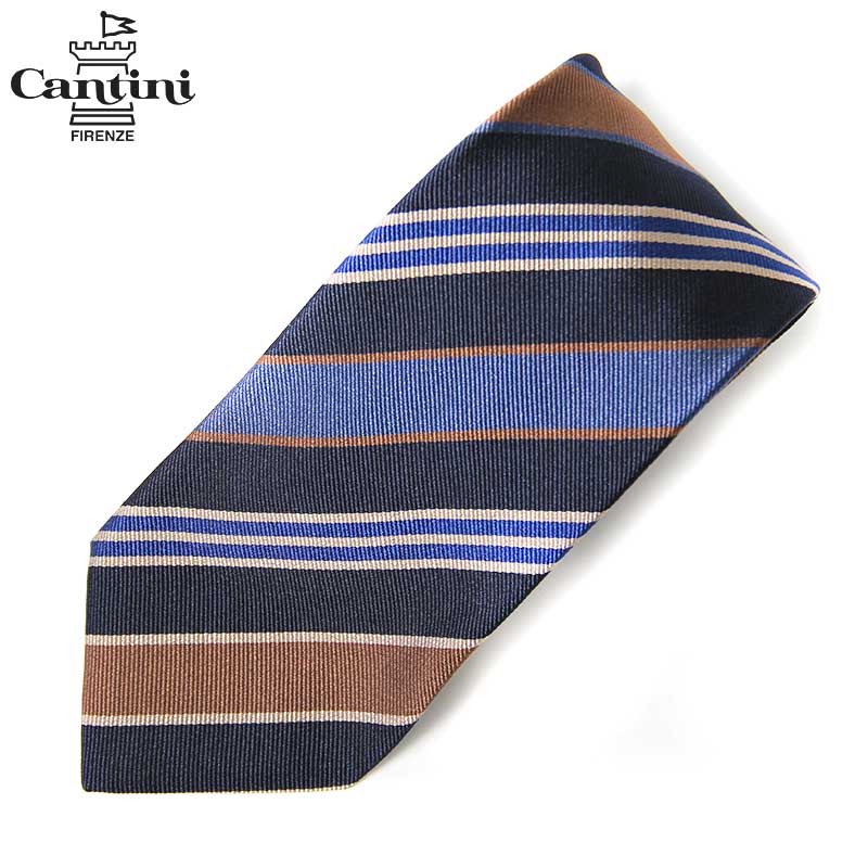 樂天商城 - 〈Cantini カンティーニ〉シルク 100％ 大剣幅8cm レジメンタル クラシック ネクタイ ストライプ ネイビー ブルー イタリア製