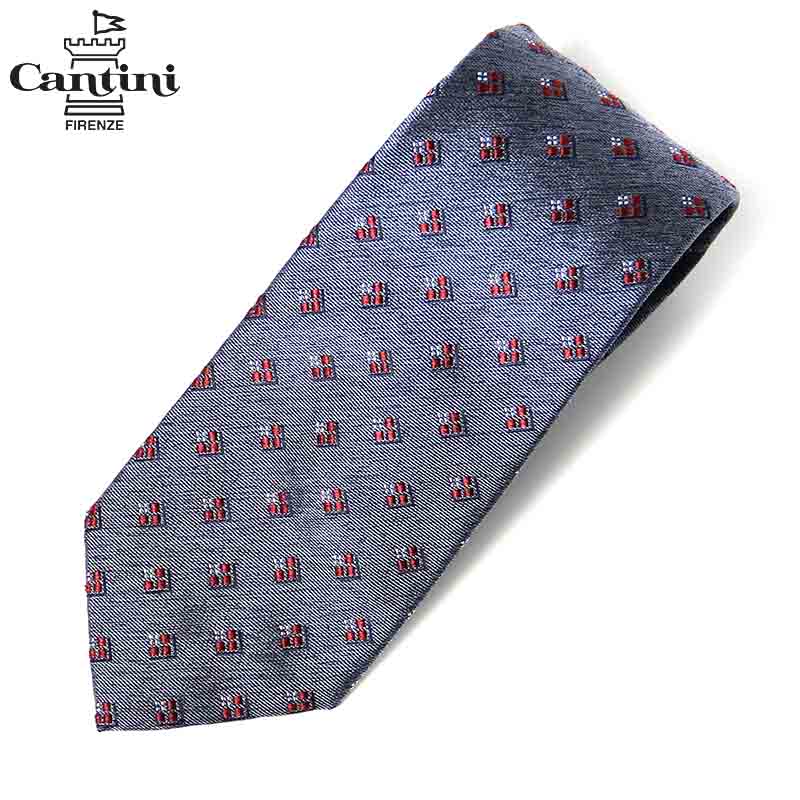 樂天商城 - 〈Cantini カンティーニ〉シルク100％ 大剣幅8cm ネクタイ 小柄 スクエアー イタリア製 グレー ワインレッド ホワイト サックス イタリア製