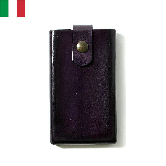 【MADE IN ITALY】GENUINE CALP LEATHER イタリア産 カードケース カードホルダー パープル 本革 レザー ハンドメイド 天然革
