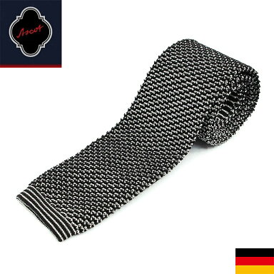 Ascot Silk Knit Tie: Black / White Ascot Silk Knit Tie: Black / White