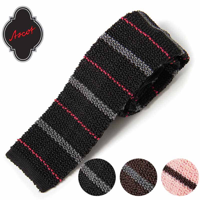〈ASCOT アスコット〉上質 ニットタイ シルク ネクタイ ブランド ホリゾンタル ブラック ブラウン ピンク ドイツ製 オールシーズン お洒落 スーツ ビジネス ビジカジ フォーマル made in Germany 絹鳴り