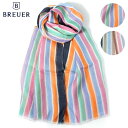 〈BREUER ブリューワー〉リネン 大判 ストール ストライプ イタリア製 春夏 マルチカラー グレイッシュ メンズ レディース ユニセックス ギフト プレゼ...