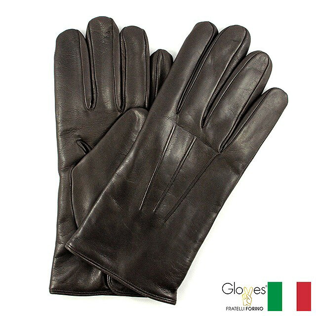 グローブス　手袋（メンズ） 〈Gloves　グローブス〉ラムレザーグローブ　カシミア　イタリア製　ブラウン　定番デザイン　プレゼント