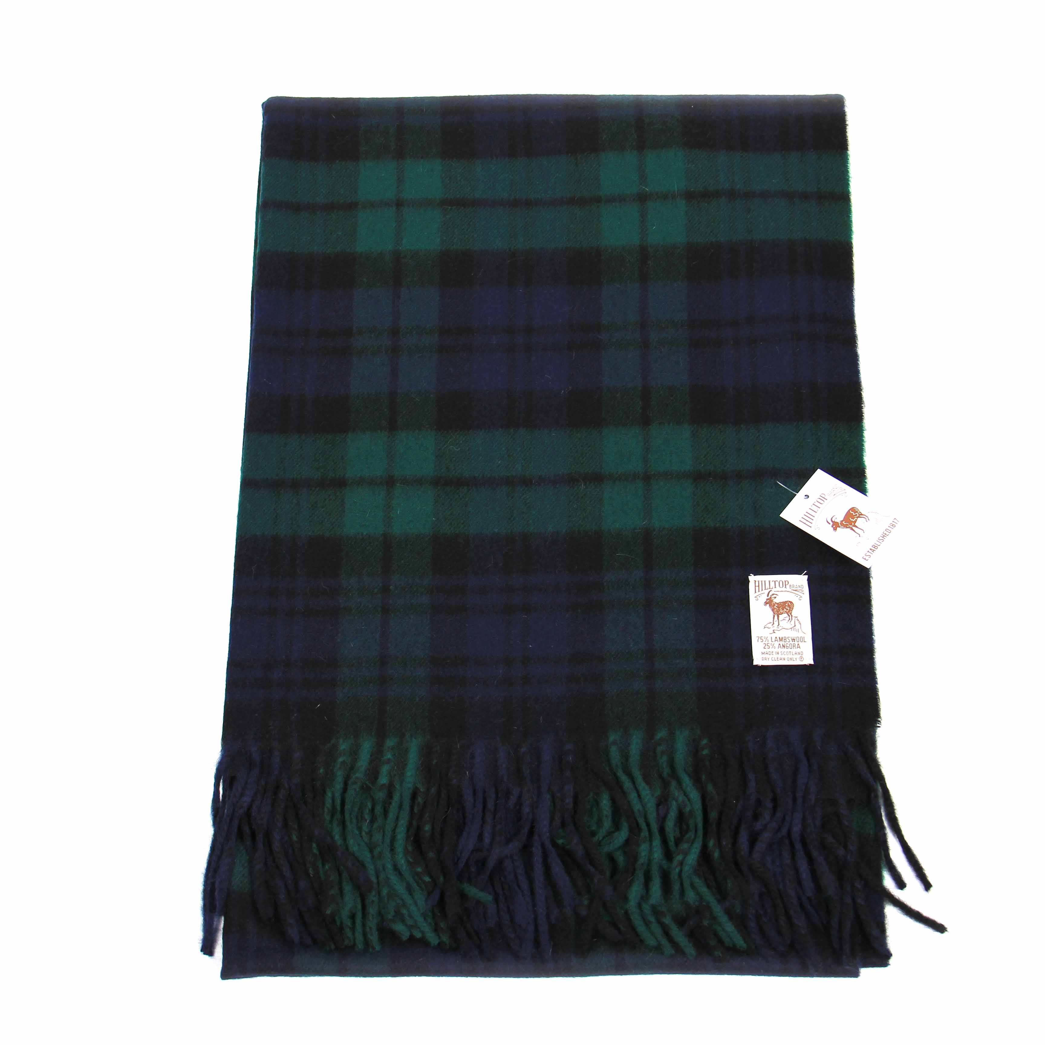 〈〈HILLTOP ヒルトップ〉チェック柄大判ショール&マフラー ウールアンゴラ(75％Lambswool25%Angora )マフラー英国製