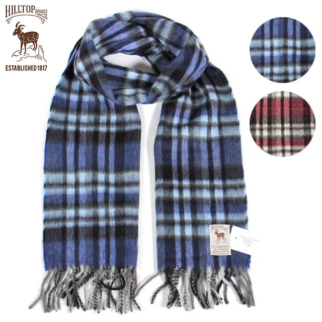 〈HILLTOP ヒルトップ〉ウール アンゴラ チェック ベーシック 英国製 スコットランド ブルー レッド blue red