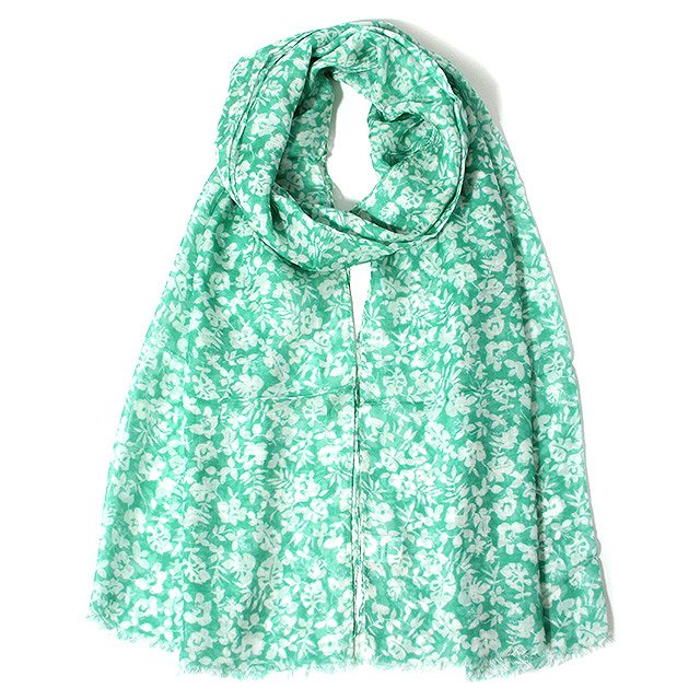 〈PANINIDUE〉イタリア製 花柄プリント ストール グリーン MADE IN ITALY