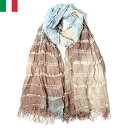 〈MADE IN ITALY〉 ワッシャー シワ加工 ムラ染め ブラウン ブルー ボーダー イタリア製