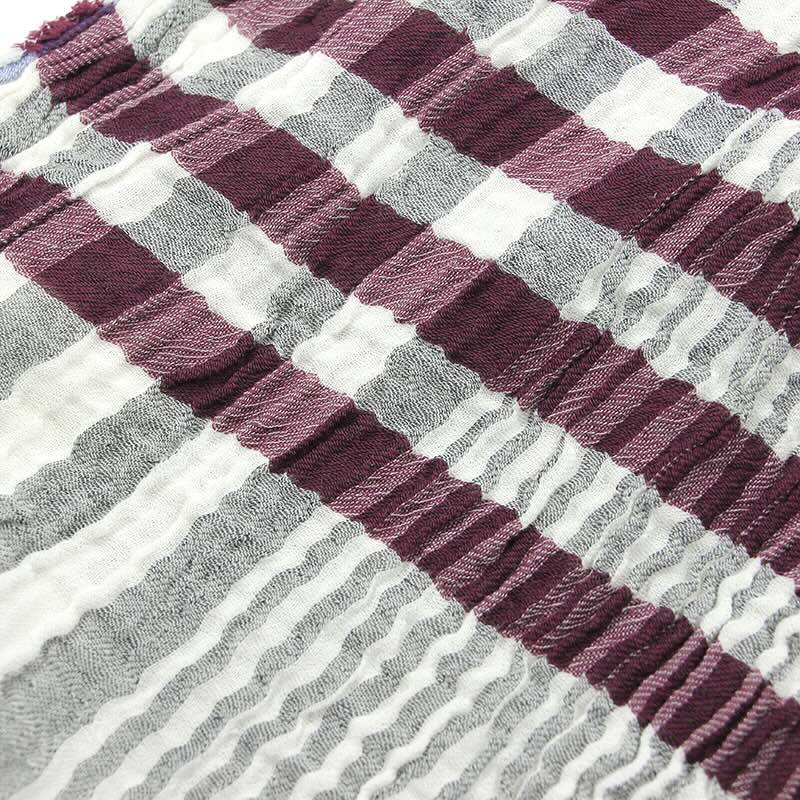 イタリア製 ワッシャー コットン ストール チェック ストライプ 上質 春夏 メンズ レディース ユニセックス ブラウン ワイン ブラック ギフト プレゼント