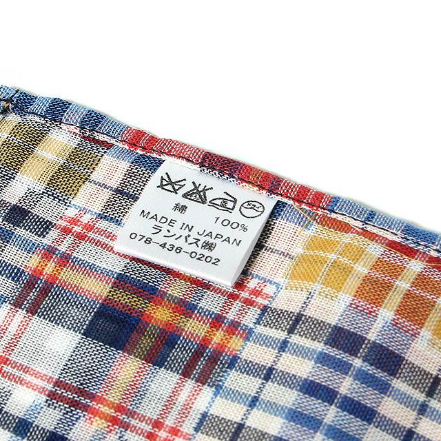 〈MADE IN JAPAN〉ポケットチーフ パッチワーク風 チェック マルチカラー 綿100% 日本製 3