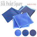 〈MADE IN ITALY〉ポケットチーフ 33cm シルク100% 千鳥巻き 額縁あり 小柄 水玉 ドット 無地感 クラシック ネイビー ブルー ホワイト ...
