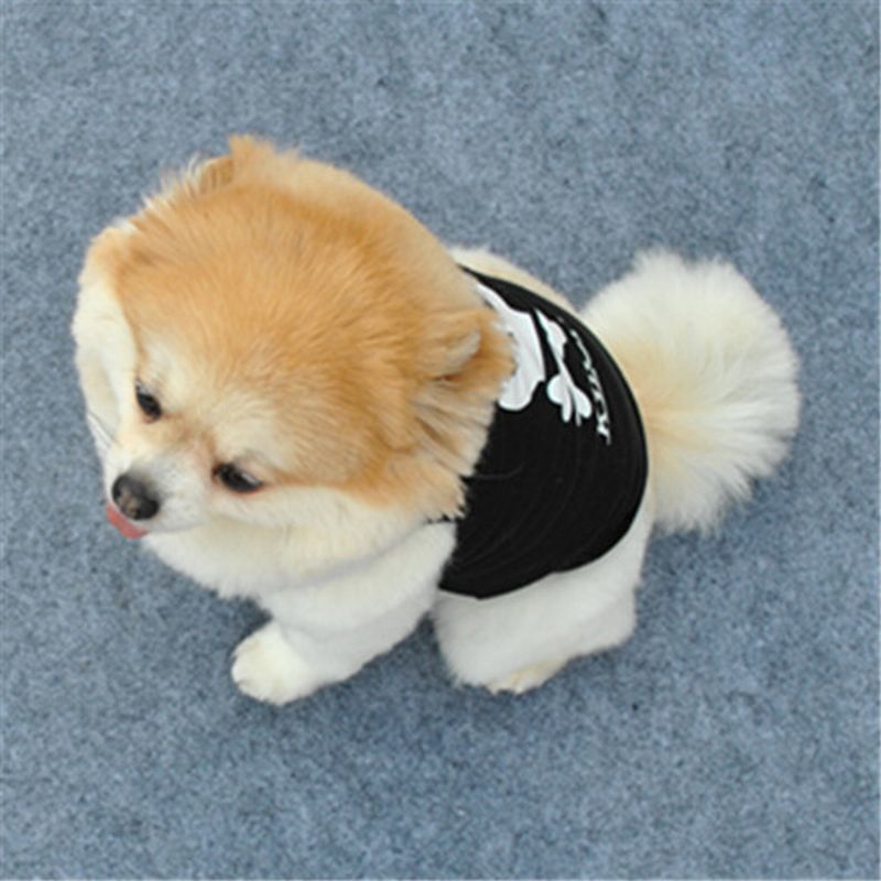 dolcissimoの送料無料 ペット用 犬 ドッグウェア 犬用 洋服 プルオーバー 犬用ウェア おしゃれ かっこいい 犬の洋服 犬用洋服 お出かけ 黒 ブラック ノースリーブ ドクロ 骸骨 海賊風 お散歩 カジュアル 海賊 プリント｜アングル3