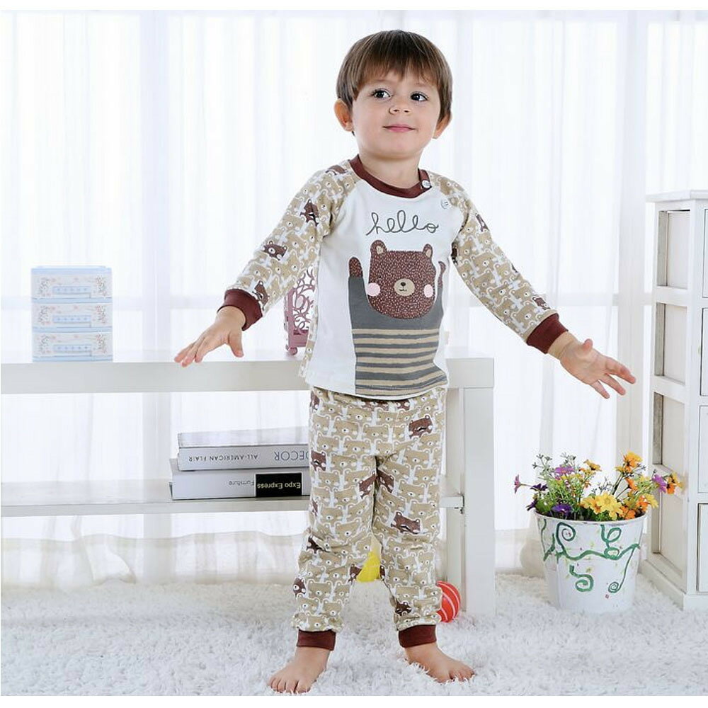 送料無料 パジャマ ルームウエア 上下セット 子供用 長袖×長ズボン イラストプリント 可愛い 肩ボタン ラウンドネック 男の子 女の子 ベビー キッズ 75 80 90 100 110 2