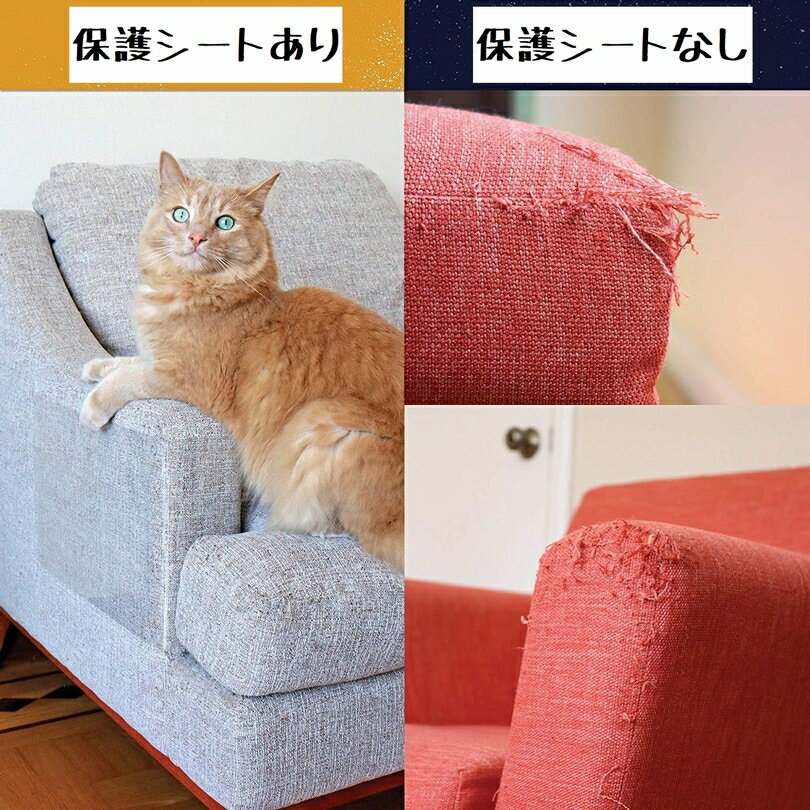 送料無料 猫 爪とぎ 防止シート 保護シート 2枚セット ペット用品 ツメ傷 ひっかき傷 ソファー 壁 いす フィルム ステッカー 透明 ツメ傷ガード ネコ ペットグッズ しつけ用品