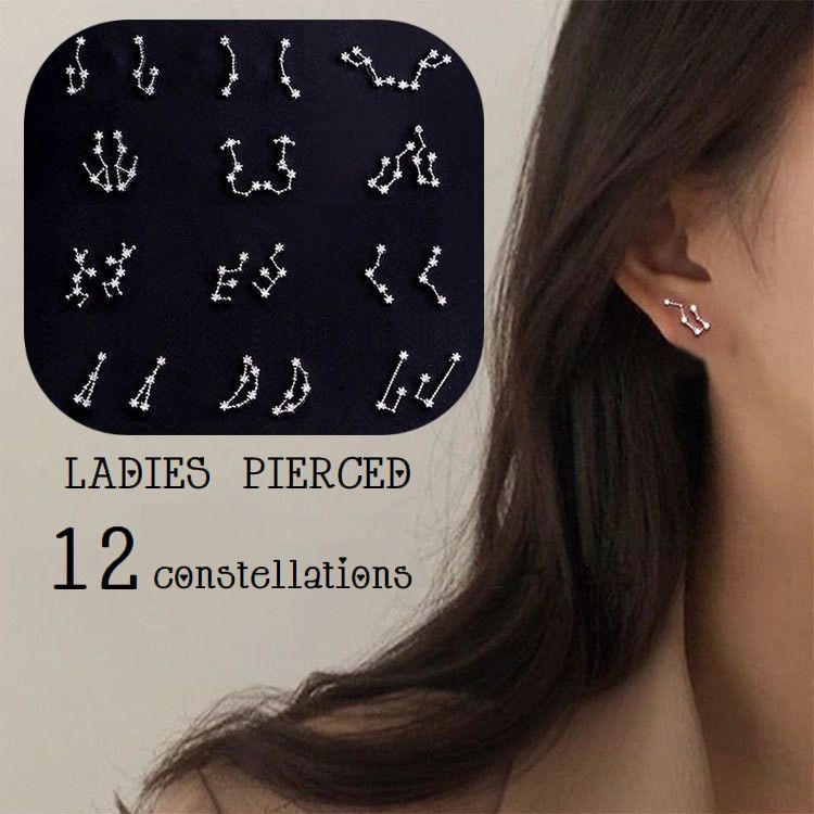 送料無料 スタッドピアス キャッチピアス シルバー925 レディース アクセサリー 12星座 ファッション小物 上品 おしゃれ 綺麗 外出 お出掛け デート 誕...