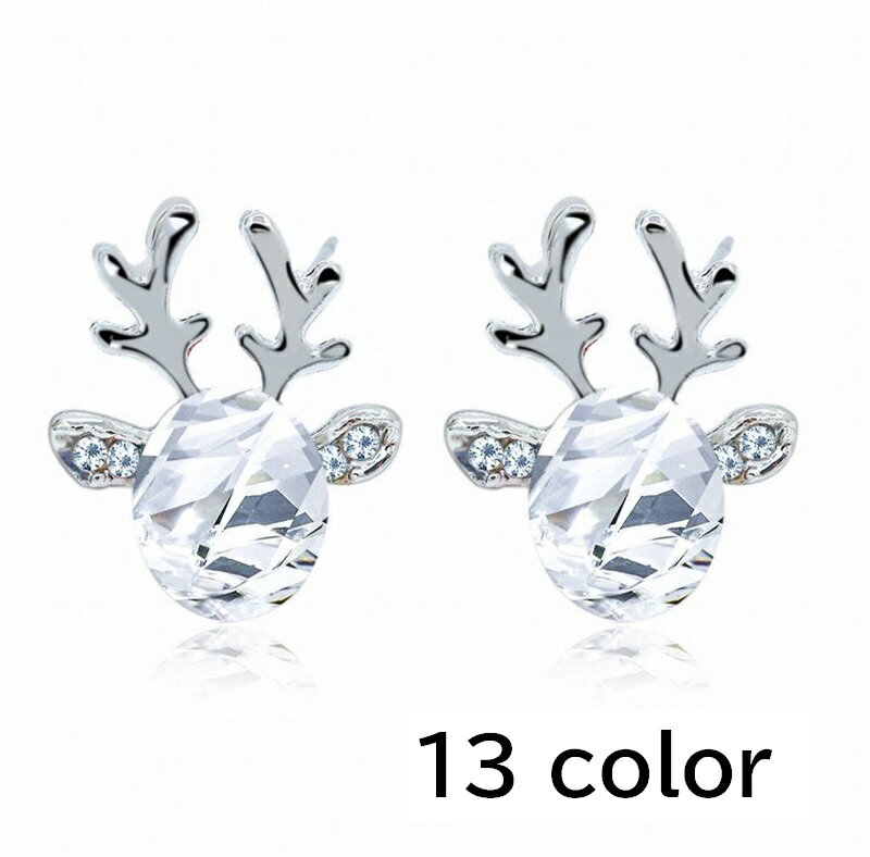 送料無料 ピアス レディース アクセサリー スタッドピアス ビジュー ラインストーン 鹿 シカ おしゃれ かわいい カラフル キラキラ ギフト プレゼント 女性...