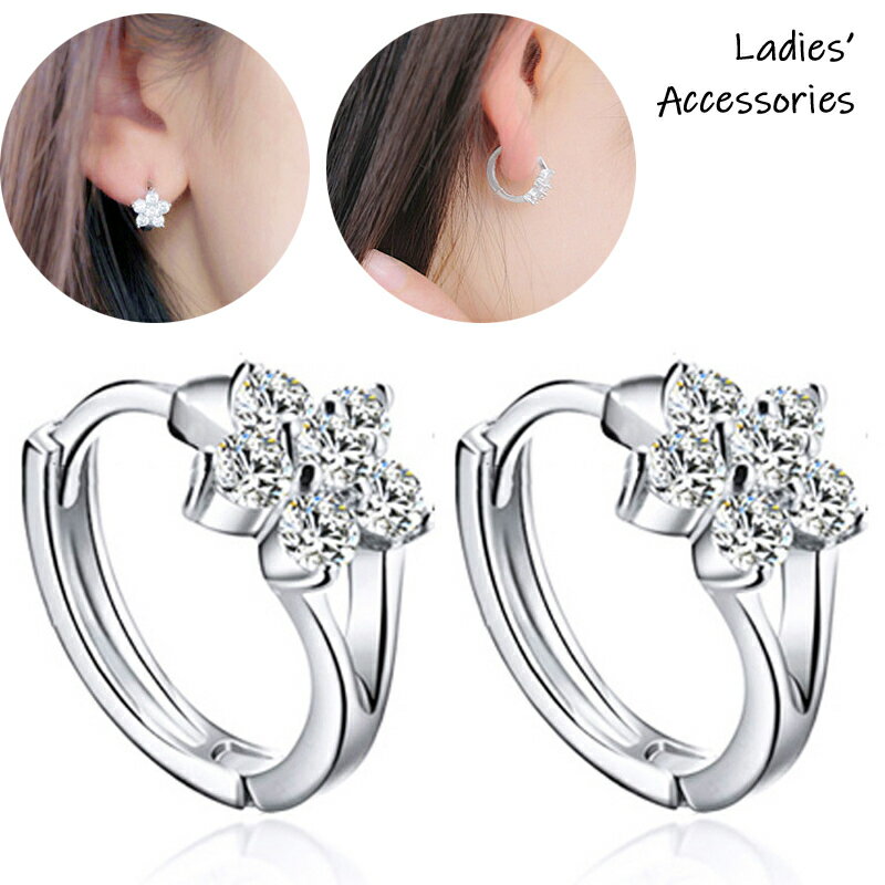 送料無料 フープピアス リングピアス レディース アクセサリー ラインストーン フラワー 花 ワンタッチ キャッチ一体型 大人上品 おしゃれ かわいい ギフト ...