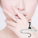 送料無料 指輪 オープンリング フロントオープン アクセサリー レディース 猫 ネコ かわいい キュート 大人可愛い プレゼント ギフト 贈り物 女性用 婦人用...