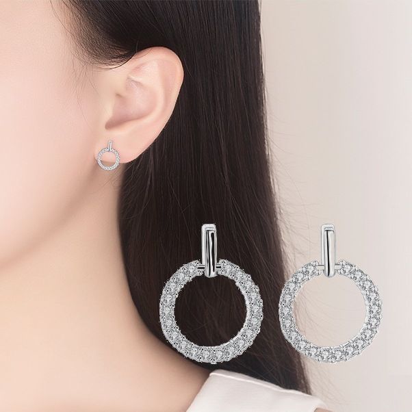 送料無料 ピアス レディース アクセサリー スタッドピアス 女性用 ラインストーン リング おしゃれ 華やか キラキラ ギフト プレゼント きれいめ パーティ