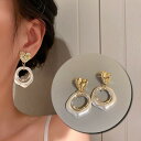 送料無料 スタッドピアス アクセサリー レディース 女性用 ファッション小物 パール調 サークル リング 輪 ラインストーン 変形ハート 揺れる ゆらゆら 大ぶ...