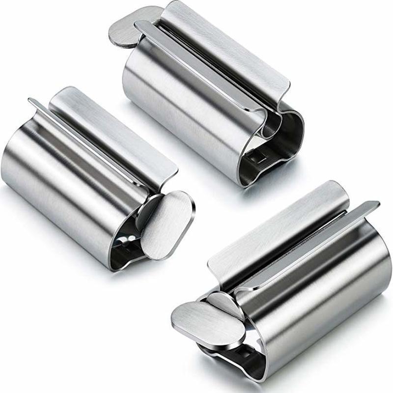 送料無料 チューブ絞り器 ステンレス製 押し出し ローラー 日用品雑貨 歯磨き粉 絵の具 ハンドクリーム 白髪染め 接着剤 軟膏 しぼり器 ホルダー 単色 無地 シンプル キッチン 洗面台 便利グッズ 銀色 kobe-s-10023911 dolcissimo サンプル画像3