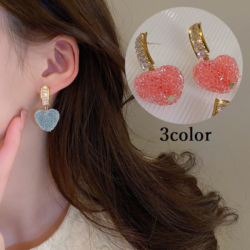 送料無料 ピアス スタッドピアス レディース アクセサリー 大きめ 揺れる ぶら下がり ハート ラインストーン ビジュー 上品 可愛い かわいい おしゃれ お洒...