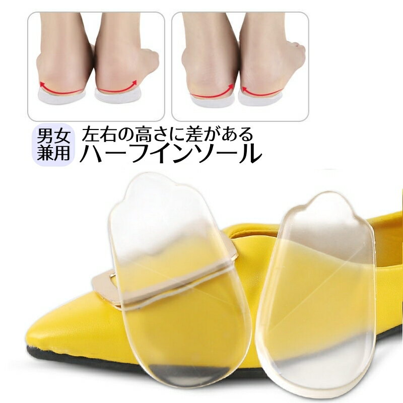 送料無料 ハーフインソール 中敷き かかと ハーフパッド 男女兼用 レディース メンズ 透明 クリア 粘着タイプ 衝撃吸収 圧力分散 クッション シンプル 快適...