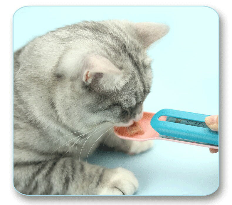 送料無料 ペット用スプーン 猫用 ねこ キャット 犬 いぬ ペット用品 食器 カトラリー スプーン スライド スティックおやつ ペットフード ごはん 餌 簡単 便利