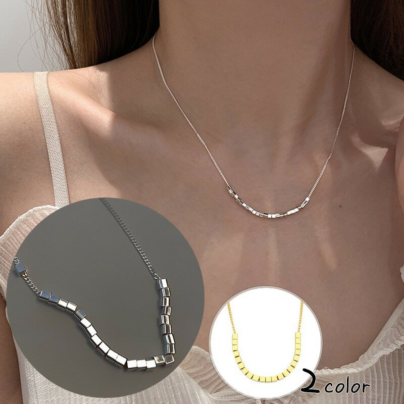 送料無料 ネックレス ペンダント レディース アクセサリー シンプル おしゃれ クール キューブ 細め シルバーカラー ギフト プレゼント 贈り物 女性用 婦人...