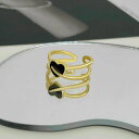 送料無料 指輪 リング デザインリング レディースアクセサリー サイズ調節 ハート ブラック シルバーカラー ゴールドカラー かっこいい かわいい プレゼント 贈り物 記念日